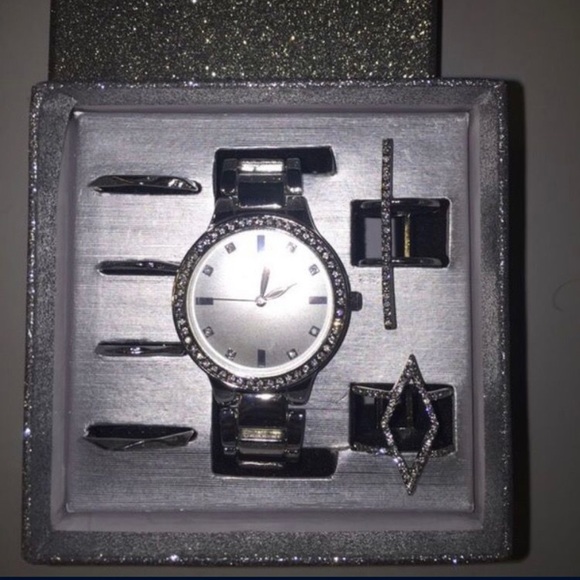 SILVER WATCH RING SET GIFT BOX MIDI RINGS BEAUTIFUL Women Present Mother Sister - Picture 5 of 8